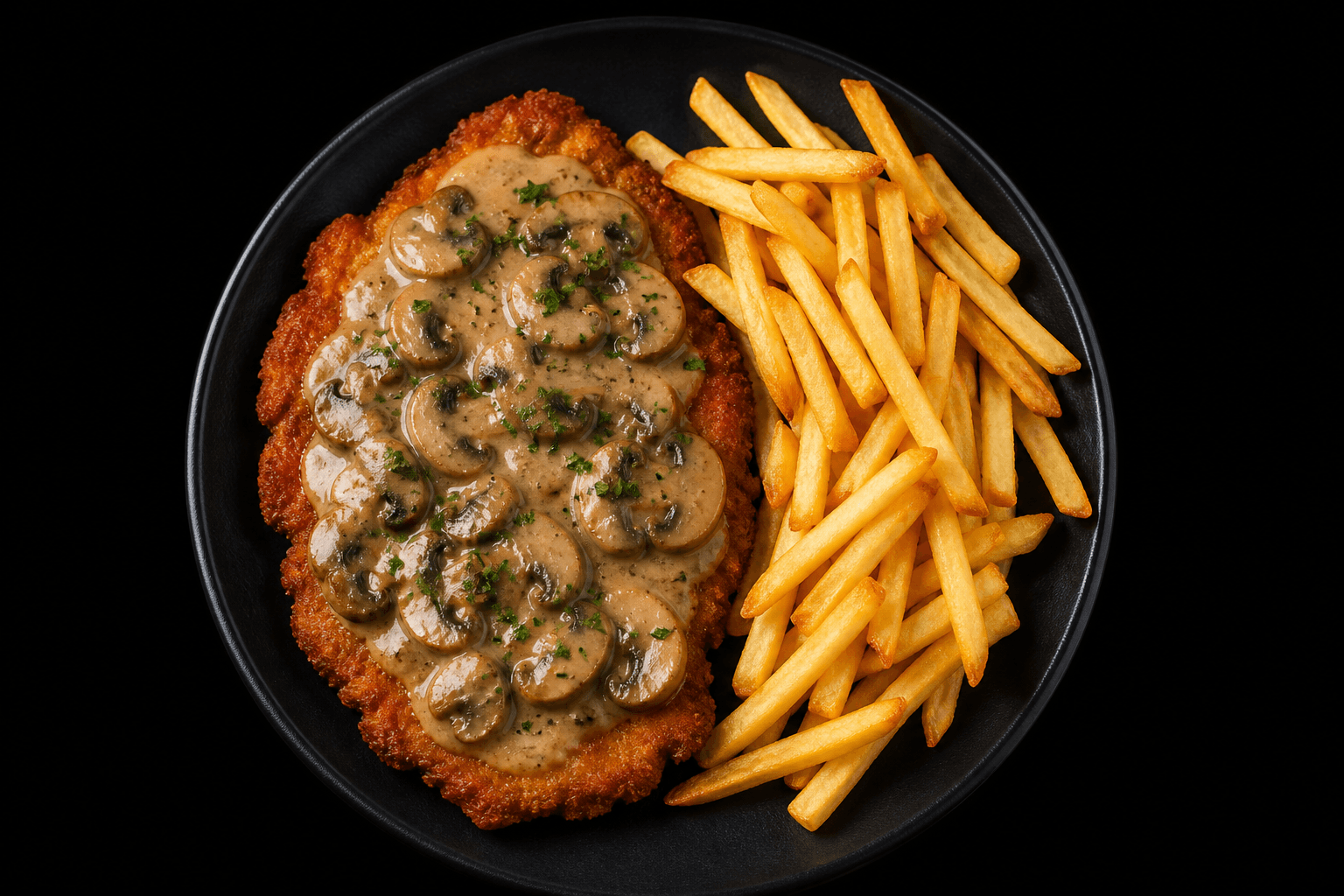 Jägerschnitzel paniert